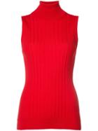 Maison Margiela Polo Neck Sleeveless Sweater, Women's, Size: Medium, Red, Wool