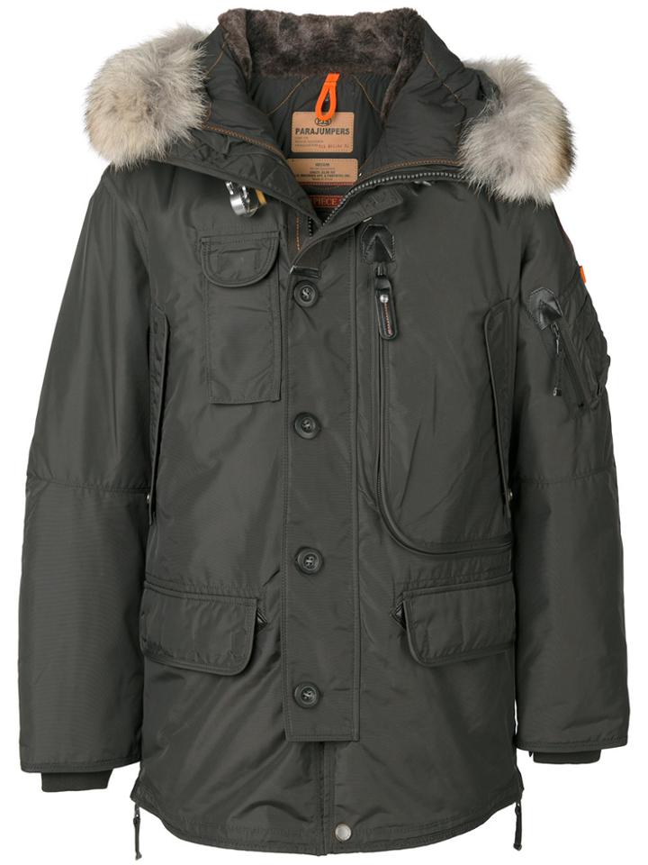 Parajumpers Furry Trim Hooded Jacket - Green