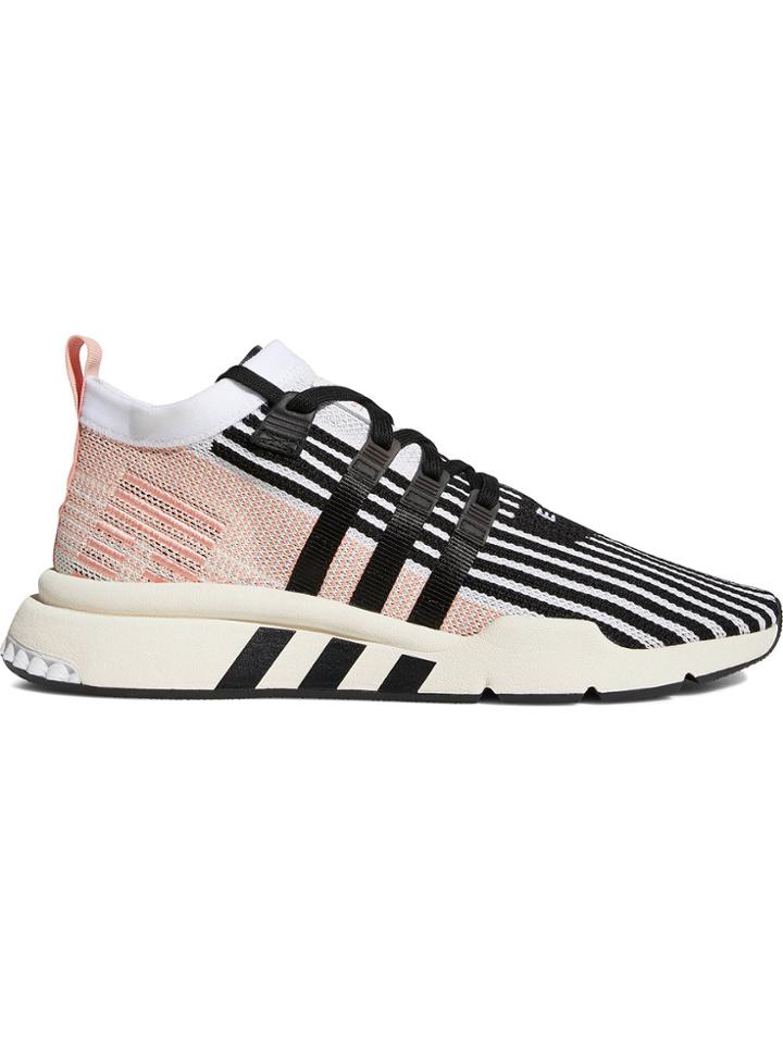 Adidas Pink, Black And White Eqt Support Mid Adv Primeknit Sneakers