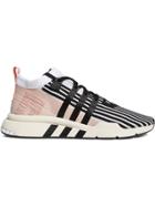 Adidas Pink, Black And White Eqt Support Mid Adv Primeknit Sneakers