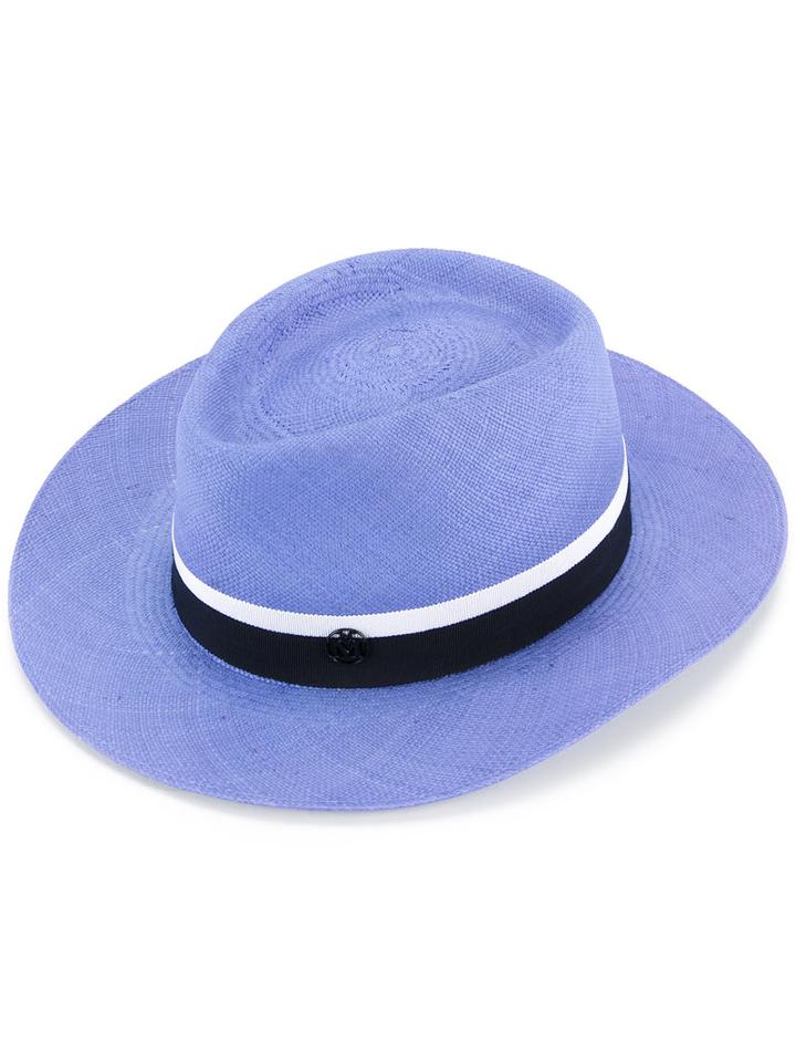 Maison Michel Panama Hat, Women's, Size: Medium, Blue, Straw