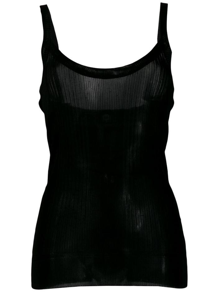 Dolce & Gabbana Vintage 2000's Sheer Ribbed Tank - Black