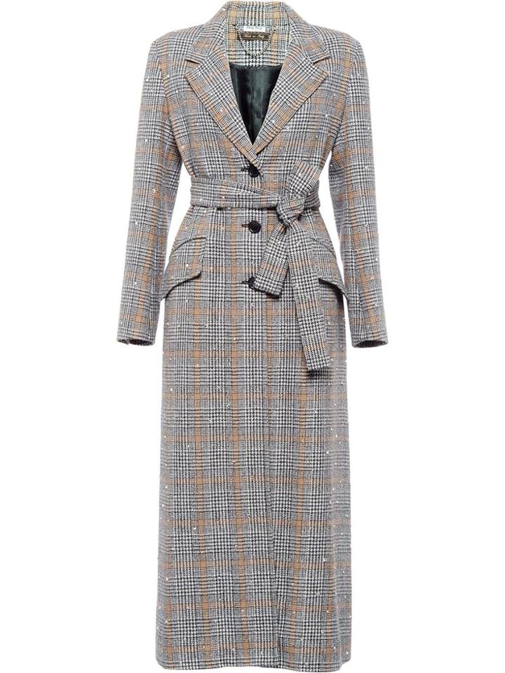 Miu Miu Checked Wool Coat - Grey