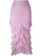 Christian Dior Vintage Ruffle Trim Lace Skirt, Women's, Size: 38, Pink/purple