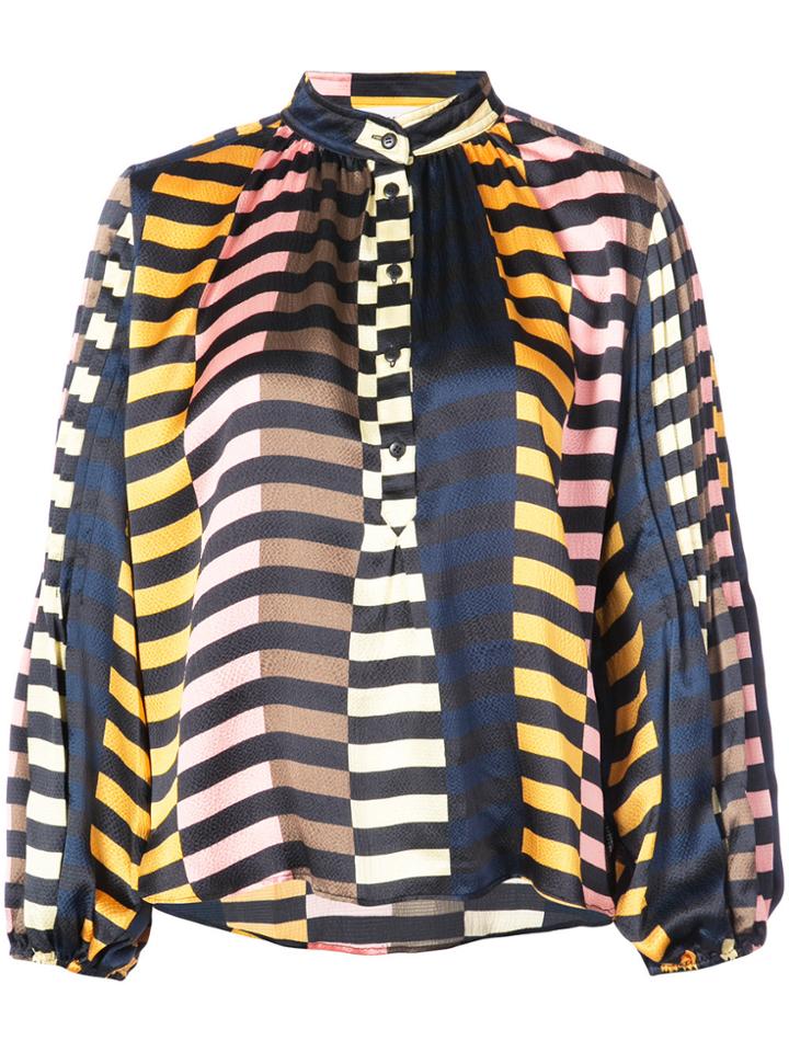 Apiece Apart Contrast Stripe Print Blouse - Multicolour