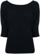 Estnation - Boat Neck Top - Women - Acetate - 38, Blue, Acetate