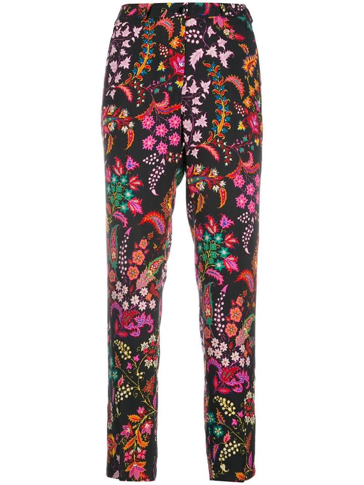 Etro Bohemian Print Slim-fit Trousers - Black