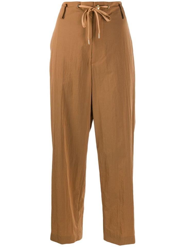 Fumito Ganryu Loose Fit Drawstring Trousers - Brown