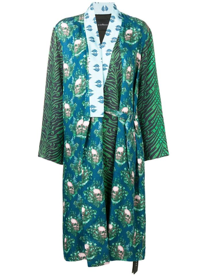 John Richmond Skull Print Kimono - Green