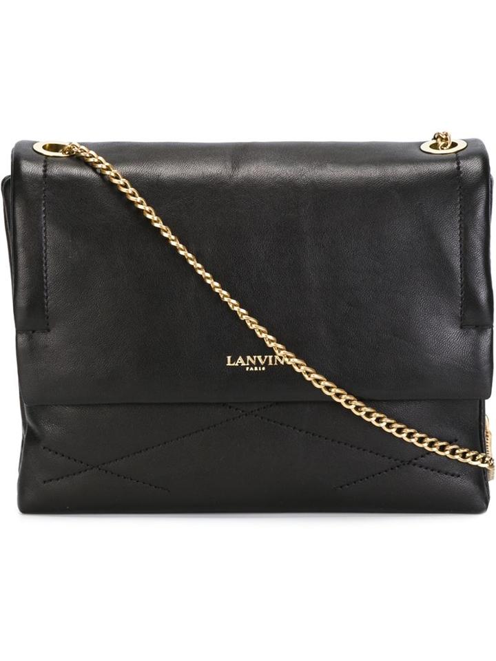 Lanvin 'sugar' Shoulder Bag, Women's, Black, Lamb Skin/polyester/cotton