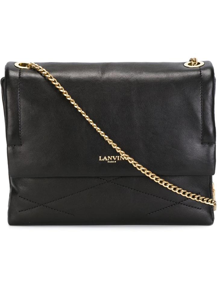 Lanvin 'sugar' Shoulder Bag, Women's, Black, Lamb Skin/polyester/cotton