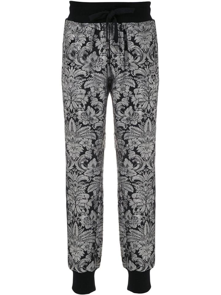 Dolce & Gabbana Heraldic Dg Patch Jacquard Trousers - Silver
