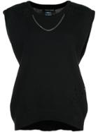 Thomas Wylde Chain And Distressed Finish Sleeveless Sweater - Black