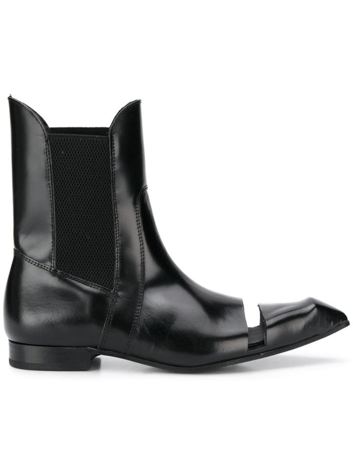 Comme Des Garçons Pointed Cut-out Boots - Black