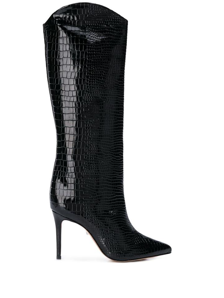 Schutz Croco-effect Boots - Black