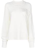 Jil Sander Navy Chest-pocket Sweater - White