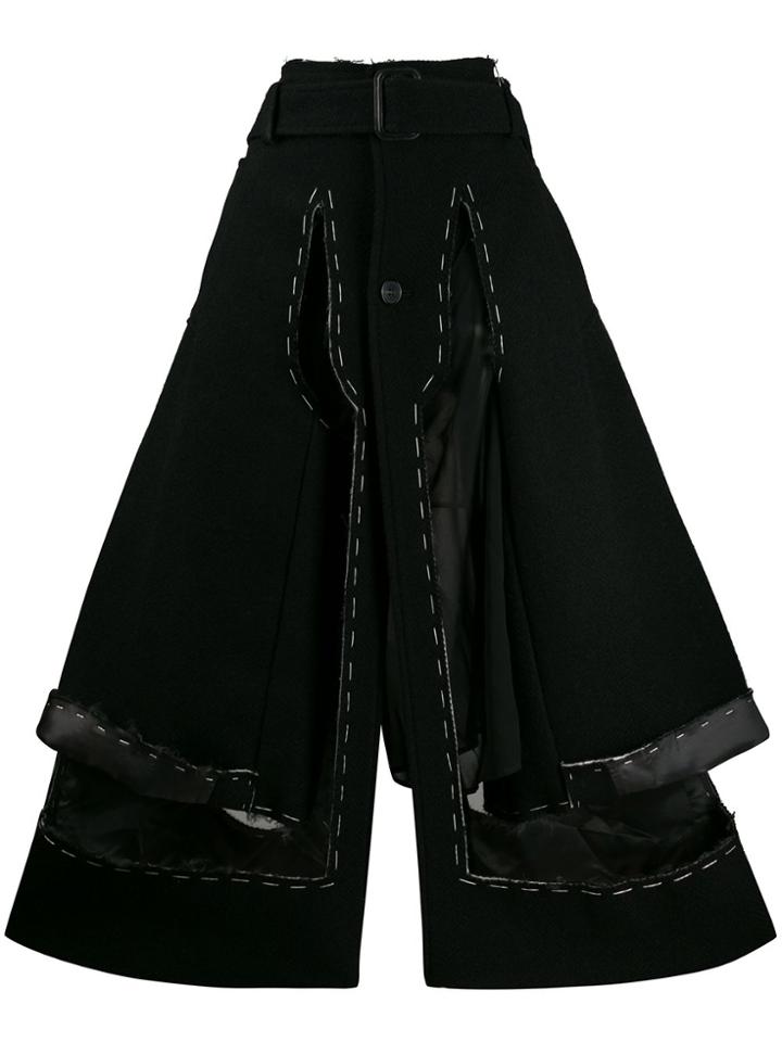 Maison Margiela Layered Stitched Palazzo Trousers - Black