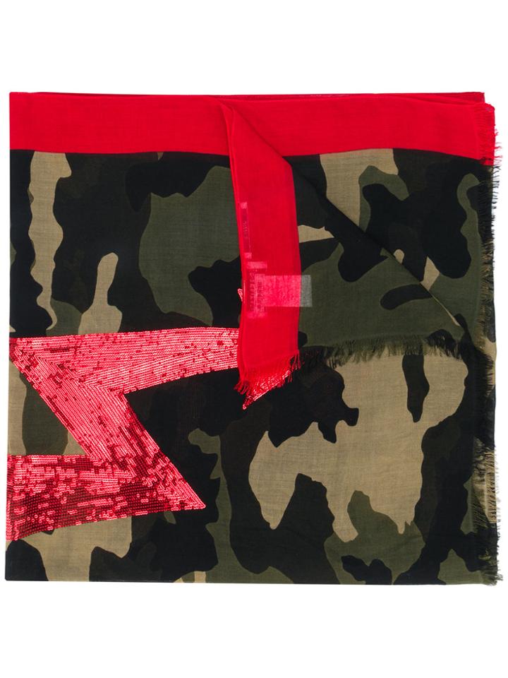 Essentiel Antwerp Sequin Embellished Camouflage Scarf - Black