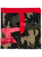 Essentiel Antwerp Sequin Embellished Camouflage Scarf - Black