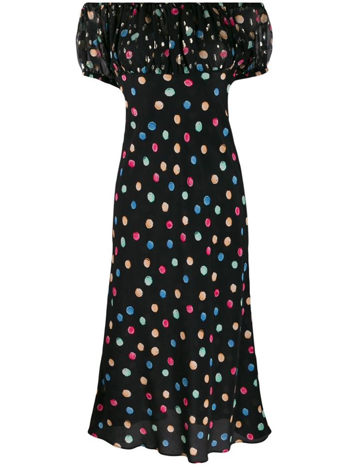 Rixo Gina Polka Dot Silk Dress - Black