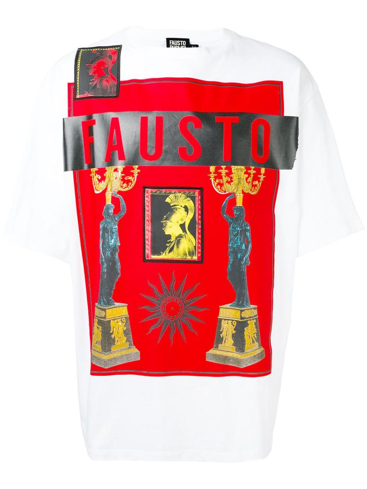 Fausto Puglisi Block Print T-shirt, Men's, Size: 46, White, Cotton