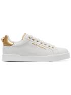 Dolce & Gabbana Dg Lthr Lt Snkr Lcup Gld Dtl - White