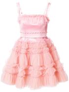Viktor & Rolf Soir Embellished Tulle Ruffle Dress - Pink & Purple