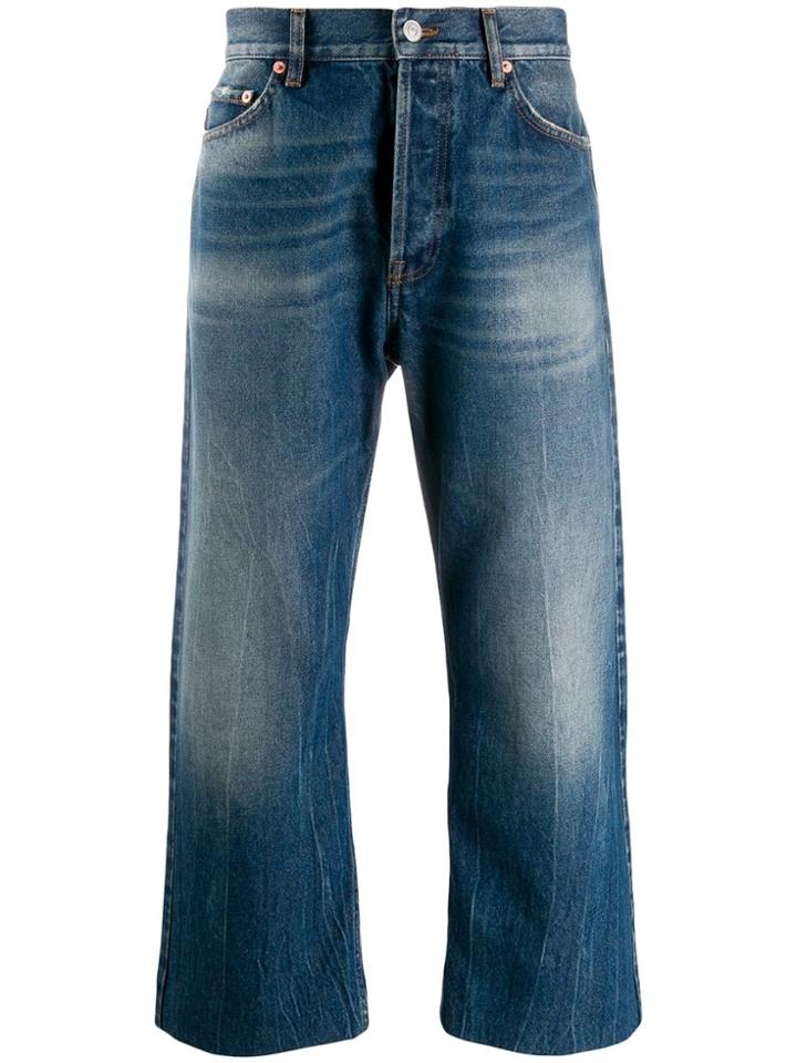 Balenciaga Cropped Wide Leg Jeans - Blue