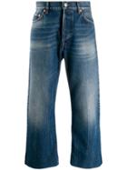 Balenciaga Cropped Wide Leg Jeans - Blue