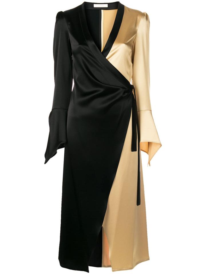 Ssheena Colour Block Wrap Dress - Black