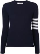 Thom Browne Striped Sleeve Sweater, Women's, Size: 36, Blue, Cashmere