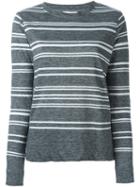 Dkny Striped T-shirt, Women's, Size: Large, Grey, Linen/flax/cotton