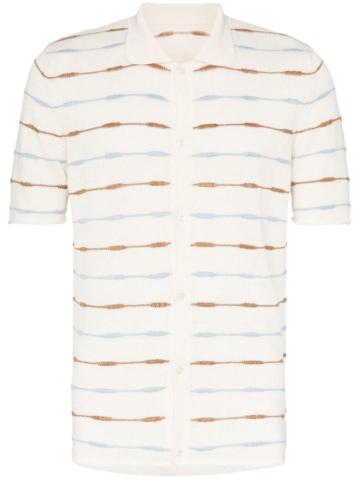 Jacquemus Stripe Linen Polo Shirt - Neutrals