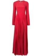 No21 - Elasticated Cuffs Pleated Gown - Women - Silk/acetate - 36, Women's, Red, Silk/acetate