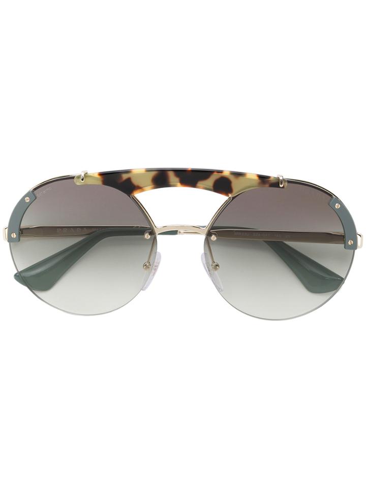 Prada Eyewear Round Leopard Sunglasses - Brown