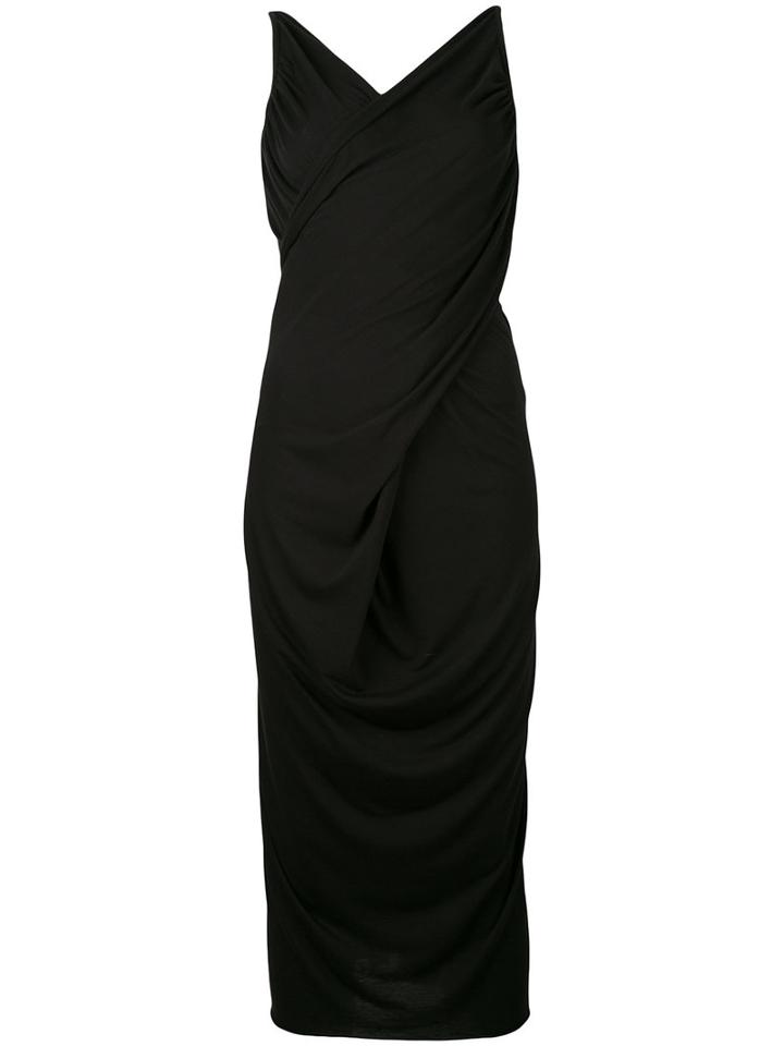 Rick Owens Lilies - Crossover Low Back Midi Dress - Women - Cotton/polyamide/viscose - 44, Women's, Black, Cotton/polyamide/viscose