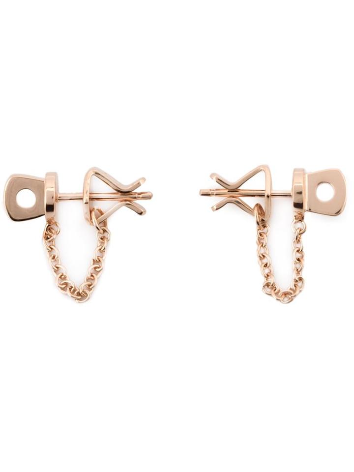 Miansai Screw Bar Chain Earrings, Women's, Pink/purple