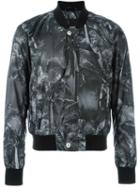 Versus Palm Tree Print Bomber Jacket, Men's, Size: 50, Black, Polyester/polyamide/spandex/elastane