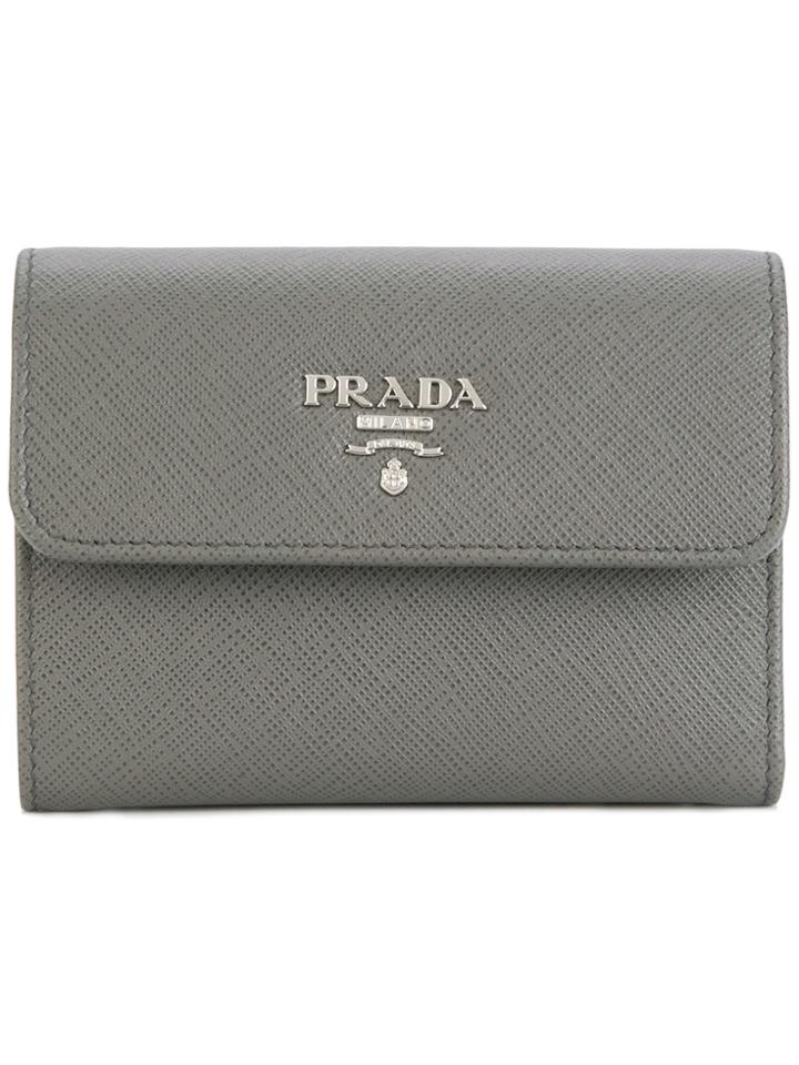 Prada Saffiano Tri-fold Wallet - Grey