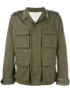 Valentino 'rockstud' Military Jacket, Men's, Size: 52, Green, Cotton/linen/flax/lyocell