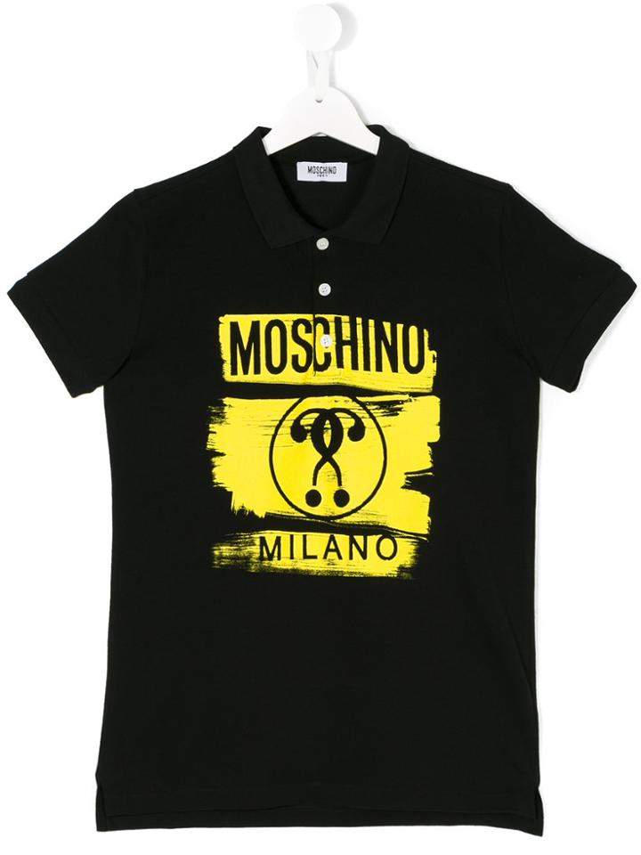 Moschino Kids Teen Logo Print Polo Shirt - Black