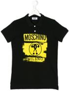 Moschino Kids Teen Logo Print Polo Shirt - Black