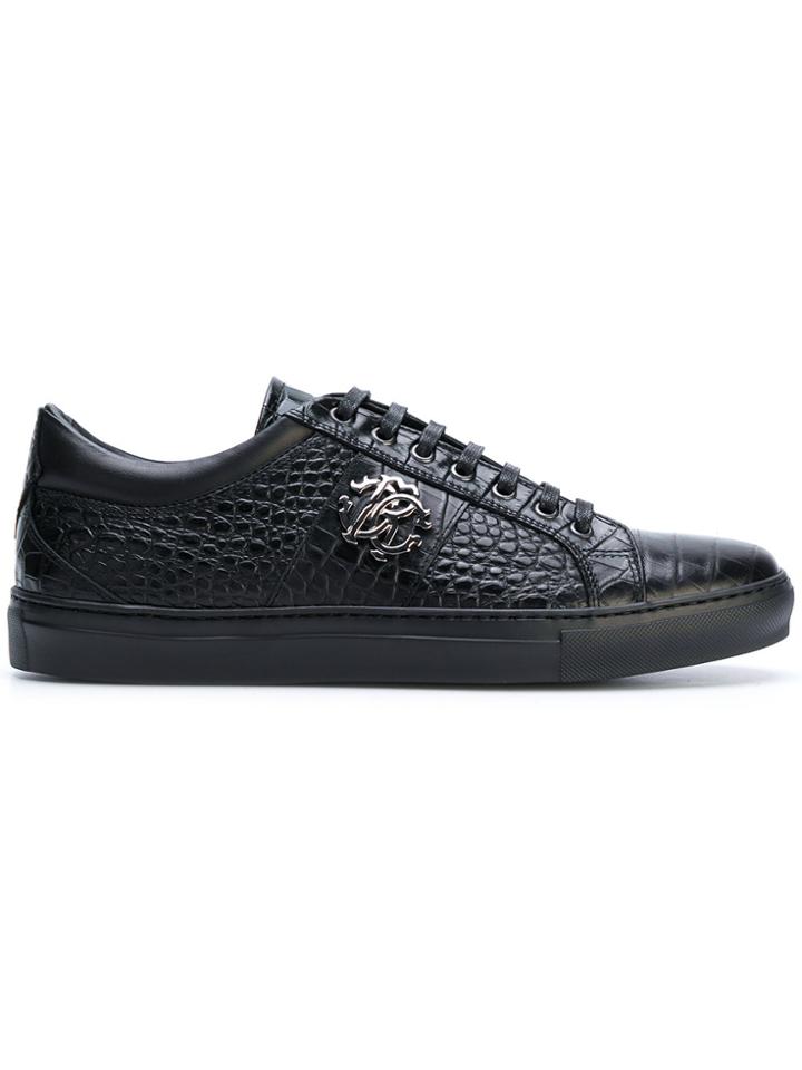 Roberto Cavalli Crocodile Effect Sneakers - Black