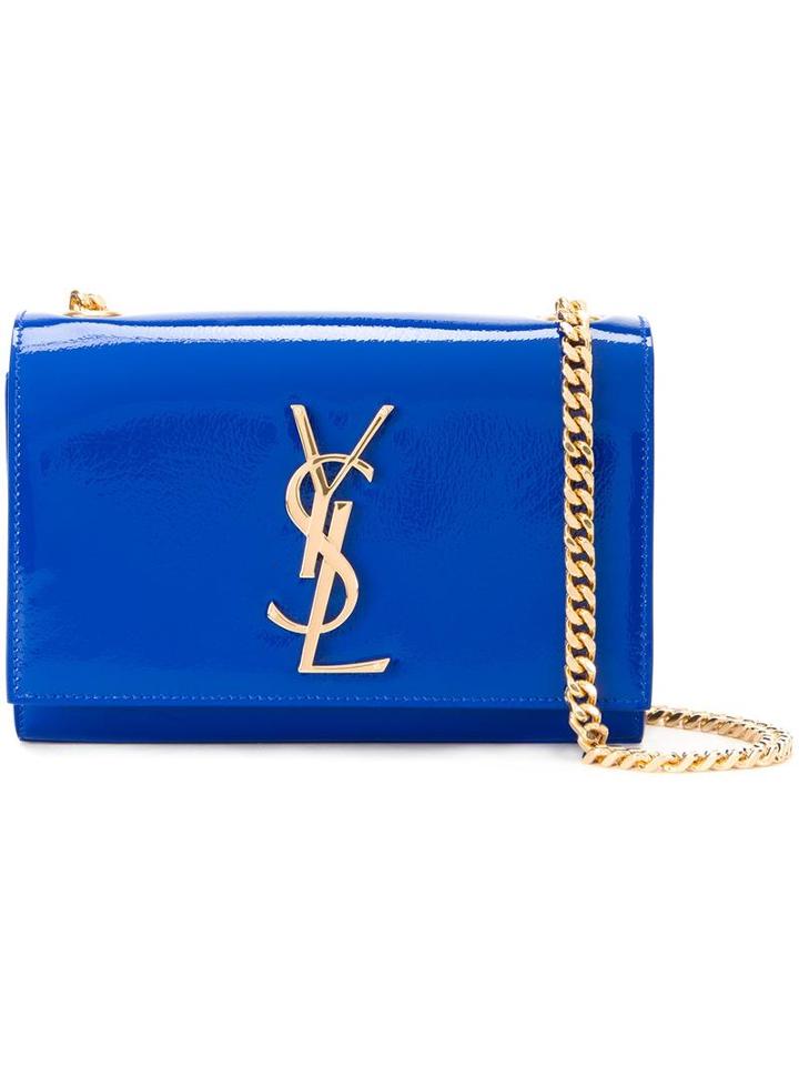 Saint Laurent Small 'monogram' Satchel, Women's, Blue, Calf Leather