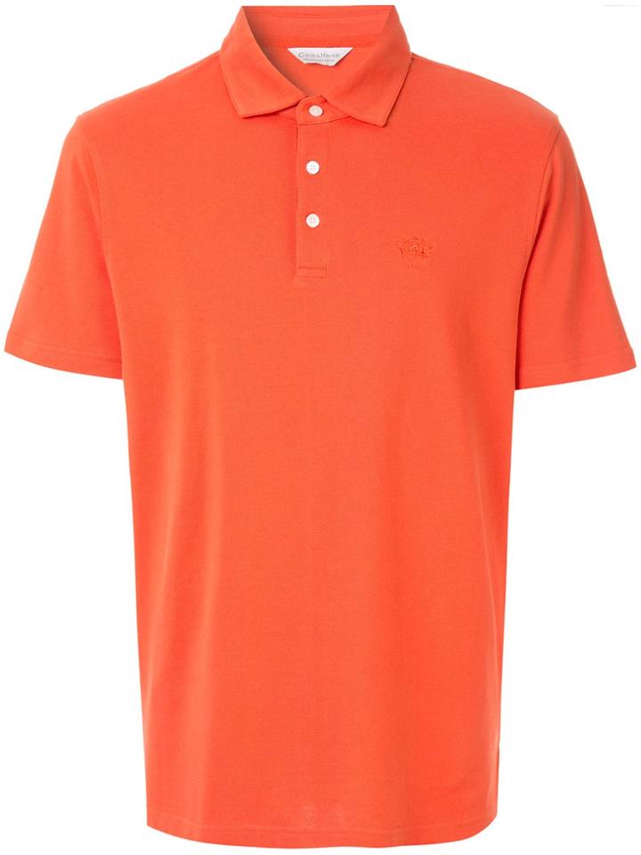 Gieves & Hawkes Logo Embroidered Polo Top - Orange