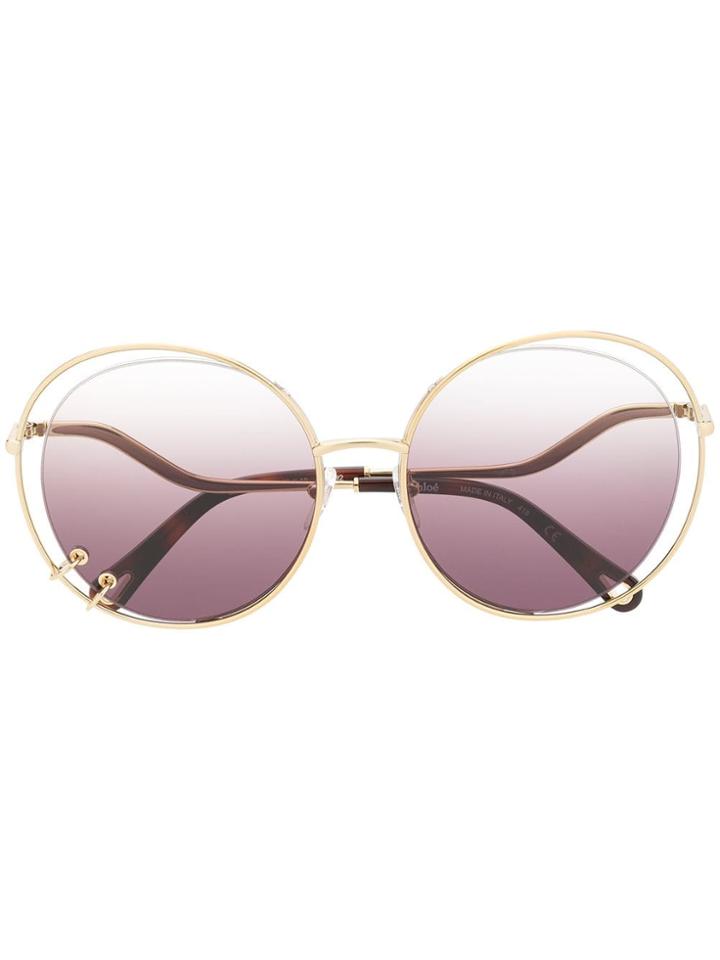 Chloé Eyewear Oversized Wire Detail Sunglasses - Gold