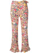 Etro Flower Print Flare Trousers - Yellow
