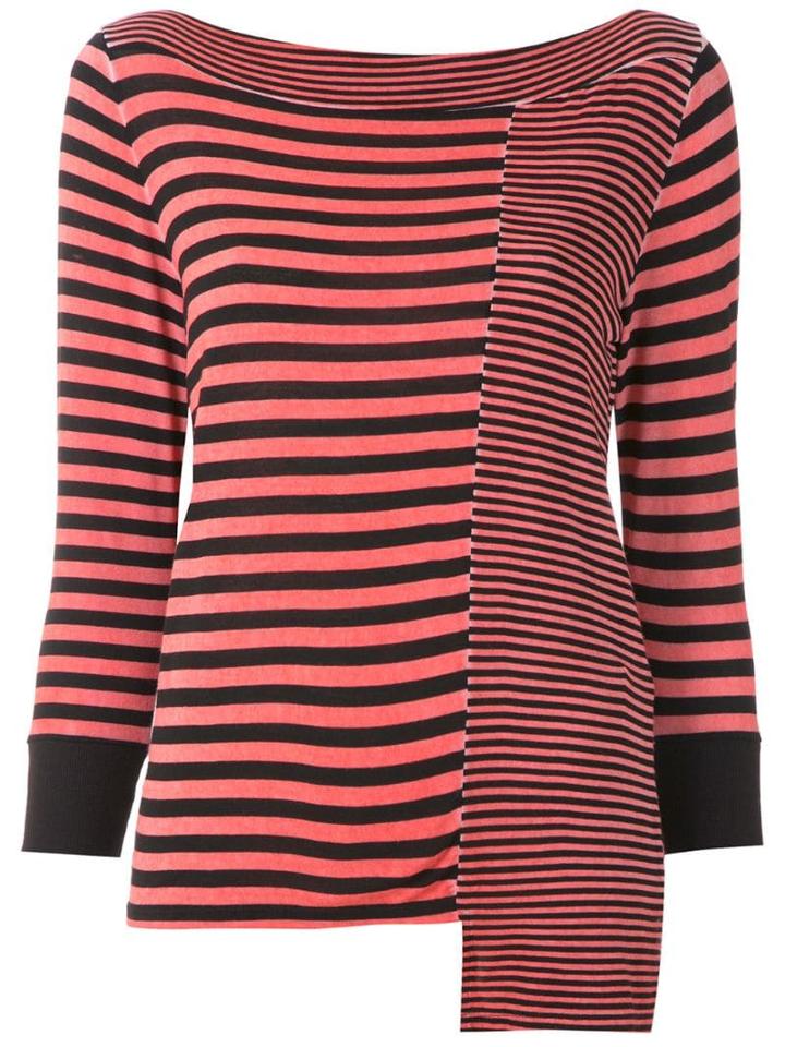 Mara Mac Striped Asymmetric Blouse - Pink