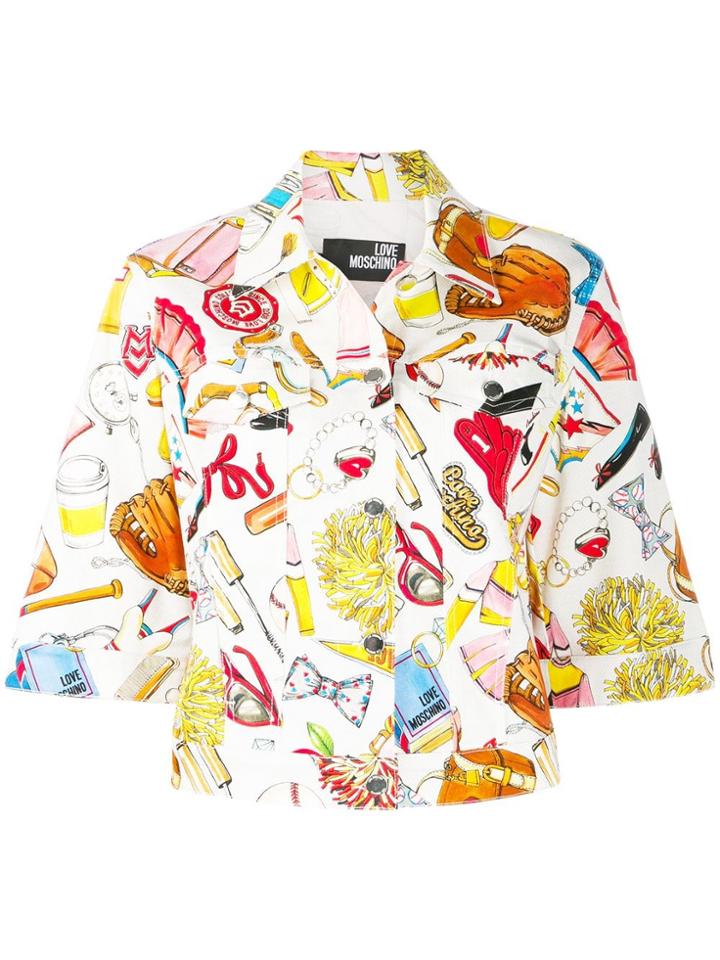 Love Moschino Cartoon Print Jacket - White