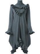 Stella Mccartney Frilled Knit Dress, Women's, Size: 36, Grey, Polyamide/spandex/elastane/wool/virgin Wool